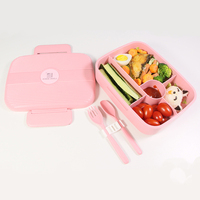 Boîte à bento écologique à double paroi en paille de blé de 1,3 L avec 5 compartiments, résistante aux micro-ondes, étanche, portable pour enfants et adultes