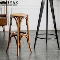 Tabouret de bar Vintage rustique en rotin, chaise de comptoir, sans dossier et accoudoir, en bois