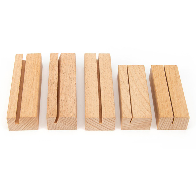 Factory Direct Wooden Slot Base Beech Wood Display Holder for Acrylic Sign Card Photo Frame Desktop Decor