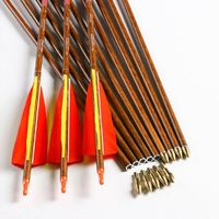 Flèche de tir à l'arc Linkboy 4'' en plumes de dinde, 32 pouces, couleur bois, pointe en acier carbone pur, pour le tir et la chasse