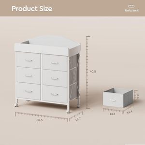 Meuble pour bébé, table à <span class=keywords><strong>langer</strong></span> blanche, plateau imperméable, station à couches, unité de rangement mobile, <span class=keywords><strong>commode</strong></span> avec roulettes, <span class=keywords><strong>commode</strong></span> à tiroirs en tissu - Product Image 5