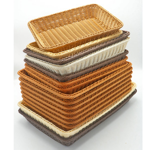 Woven <b>Bread</b> <b>Basket</b> Rectangle Brown Handmade Storage <b>Basket</b> For Food Container - Product Image 3
