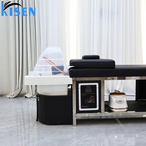 Kisen Smart Salon Shampoo <b>Bed</b> with Touch Control Panel Integrated Water Circulation <b>LED</b> Light Therapy Hair Wash Table - Product Image 3