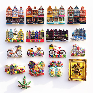 Aimant de réfrigérateur 3D personnalisé en résine UV, impression ou peinture à la main, souvenir néerlandais, maison de tulipe, boutique d'halloween, aimants pays-bas - Product Image 4