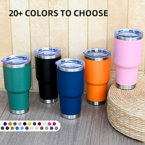 Custom Logo 30oz Powder Coated Tumbler 30 oz Double Wall Vacuum Insulated Stainless Steel Camping Coffee Travel <b>Mug</b> with Lid - Product Image 5