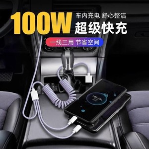 Cable de datos 3 en 1 para teléfono móvil, cable de carga rápida extensible con resorte para uso en soporte de coche - Product Image 4