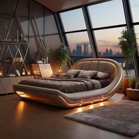 Lit de rangement moderne et minimaliste en similicuir, cadre en bois massif, design italien de luxe léger, élégant et haut de gamme pour la maison