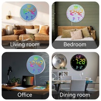 Horloge Murale Électronique Décorative avec Affichage de la Température, Date, Jour, Alarme, Grand Écran LED Rond à Chiffres, Lumière Néon RVB et Rétroéclairage, Gadget