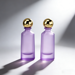 Botella de Perfume de Vidrio Morado de 50 ml Personalizada, Botella de Perfume de Vidrio Cilíndrica de Lujo con Pulverizador para Tapón de Bola con Caja Redonda - Product Image 4