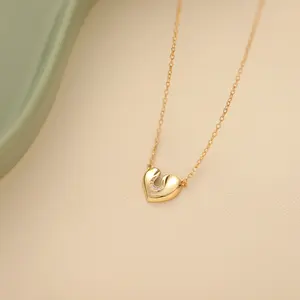 Forniture per la creazione di gioielli 925 in argento sterling 18k oro irregolare a forma di cuore con zircone a forma di collana di dichiarazione per le donne