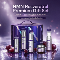 Collection de soins rajeunissants NMN Resveratrol de Natural Beauty Factory, coffret complet anti-rides, sérum, crème, boîte cadeau