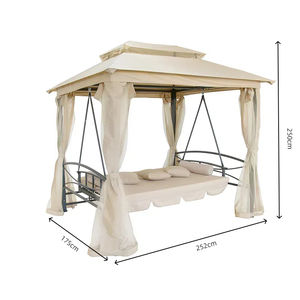 Kursi Ayun Taman 3 Dudukan dengan Gazebo Atap Ganda Rangka Baja untuk Taman - Product Image 5