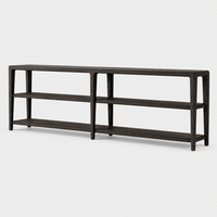 Table console basse noire en bois massif avec pieds coniques, au design moderne, élégant et luxueux, pour la maison, la villa, l'hôtel