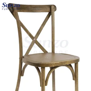 Rustic Stackable Beech Wood Cross Back X Chair Wedding Event Banquet Table And Chairs
