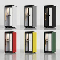Cabine de bureau insonorisée moderne pour une personne, cabine téléphonique acoustique, réduction du bruit de 30 dB, verre trempé, éclairage LED pour l'intimité