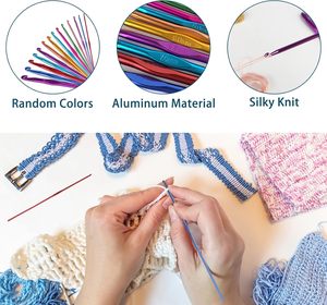 Kit d'aiguilles à crocheter en cuir coloré pour la <span class=keywords><strong>couture</strong></span> sac à crocheter ensemble de crochets et aiguilles à tricoter pour l'artisanat du fil - Product Image 5
