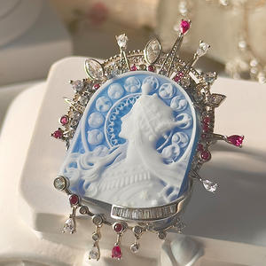 Nouveau Designer Art Déco Zircon Bijoux 925 <span class=keywords><strong>Argent</strong></span> Plaqué Or Vintage <span class=keywords><strong>Camée</strong></span> Broches pour Dames - Product Image 1