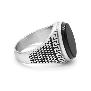 Wholesale 2022 New Design Fashion 316L Stainless Steel Dainty Gem <strong>Ring</strong> Natural <strong>Black</strong> Onyx <strong>Ring</strong> Agate Stone <strong>Ring</strong> for Men - Product Image 5