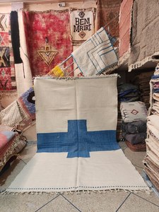 Tapis berbère marocain traditionnel fait main en laine Zanafi, motif floral, écologique, réversible, moderne, bohème, lavable, antidérapant pour salon - Product Image 2