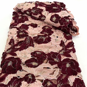 5 Yardas de Tela de Encaje Africano con Cuentas de <span class=keywords><strong>Guipur</strong></span> <span class=keywords><strong>para</strong></span> <span class=keywords><strong>Vestido</strong></span> de Fiesta de Boda - Product Image 5