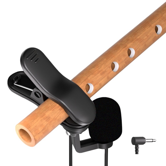 Wired Clip-On Mini Mic Professional Pickup for Flute/Bamboo Flute/Xiao/Hulusi/Bawu Performance Clear Sound Accessory