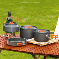 Batterie de cuisine de camping en aluminium Batterie de cuisine portable et légère pour l'extérieur 12PCS