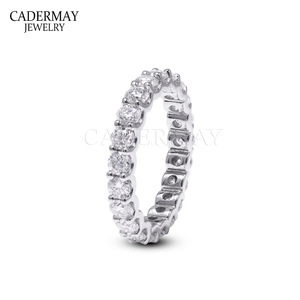 Cadermay Moissanite Ring Set S925 Sterling Silver Women's Everyday Wear Geometric Pave Setting Jewelry - Product Image 4