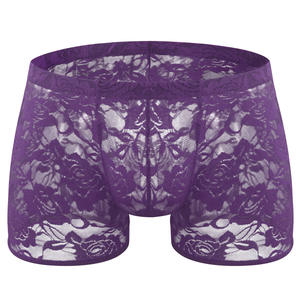 Groothandel Heren <span class=keywords><strong>Sexy</strong></span> Rose Kant Transparantie Mesh Gaas Slips Ondergoed Zacht Ademend <span class=keywords><strong>Sissy</strong></span> Low-Rise Boxershort - Product Image 1