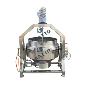 Big Capacity 100L Red Bean Paste Cooking Mixer Machine Industrial Automatic Steam Thermal Oil Paste Cooking Machine Sale