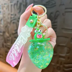 Wholesale Promotional New Design Strawberry Liquid Keychain In Bulk