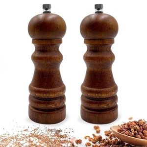 Macinino manuale in legno per sale e pepe 5x14,5 cm per condimenti da cucina - Product Image 1