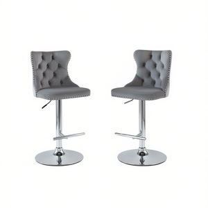 Tabouret de bar Db Furniture moderne rembourré avec base chromée, pivotant, hauteur réglable de 25 à 33 pouces, pour style farmhouse - Product Image 1