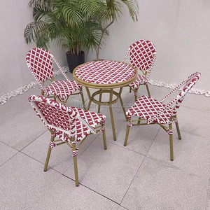 Balcone bistro impermeabile protezione solare tavolo e sedie ristorante all'aperto cafe per il tempo libero con tavoli e sedie in rattan - Product Image 3