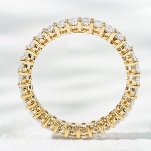 Anillos de banda de diamantes Starsgem, joyería fina, diamante ovalado cultivado en laboratorio de 2.5*3.5mm, anillos de boda de media eternidad en oro de 10K. - Product Image 3