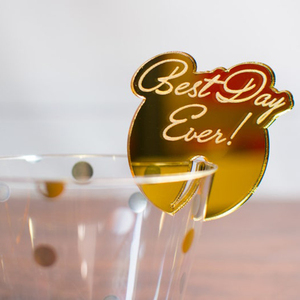Marqueurs de verres en acrylique transparents dorés en forme de cercle, étiquettes vierges pour verres à vin - Product Image 3