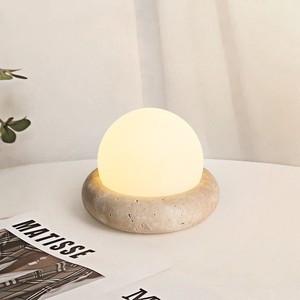 Cream Colored Rechargeable Night Light For Bedroom Nursery With <b>Remote</b> <b>Control</b> Yellow Travertine Base 220V - Product Image 2