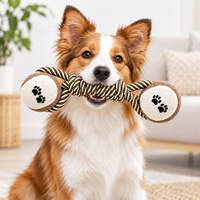 Jouet à mâcher pour chien en caoutchouc durable et écologique, en forme d'haltère, avec nœud en corde, jouet interactif pour chien