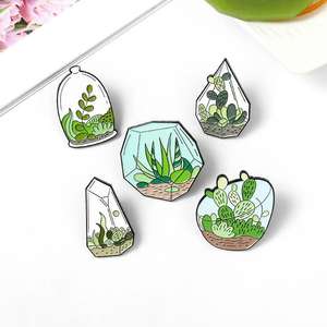 Épingles en émail de plantes en pot uniques personnalisées en gros Terrarium Cactus <span class=keywords><strong>Aloe</strong></span> Broches Épinglette pour enfants et amis - Product Image 3