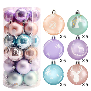 Boules de Noël personnalisables en plastique incassable de 6 cm/30 cm, rouges/argentées, peintes à la main, décorations suspendues pour arbre de Noël, mariage, fête - Product Image 4