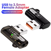 90 °   Adaptor Headphone Audio HiFi USB ke 3.5mm, Konverter USB A Male ke Jack 3.5mm Female 24bit/96KHz untuk Komputer Tablet