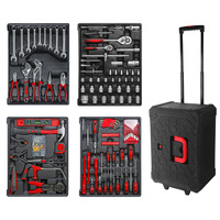 Valise à roulettes en plastique, boîte à outils, boîte à outils de quincaillerie, nouveau style, jeu complet de clés à douille, pinces et tournevis