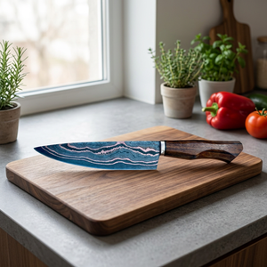 Cuchillo de Chef de Acero al Carbono Forjado a Mano |   Cuchillo de Cocina con Patrón Azul de 67 Capas VG10 |   Utensilios de Cocina Profesionales Ambidiestros con Mango de Madera |   OEM OD - Product Image 3