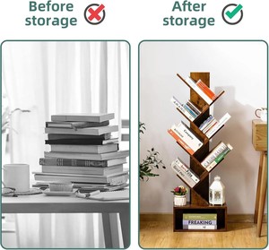 Étagère à livres de style arbre moderne avec pieds antidérapants et étagères multi-angles pour livres, objets décoratifs et solutions de rangement multimédia - Product Image 4