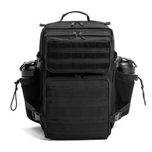 Sac à dos tactique 35L, grande capacité, sac de sport de plein air avec poches zippées, unisexe, noir, couleur unie, sangles en sangle - Product Image 2