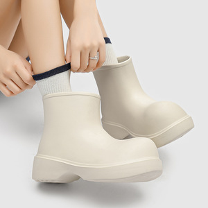 Botas de Lluvia para Mujer, Color Sólido, Suela Gruesa, Tacón Bajo, Impermeables, Antideslizantes, EVA, Altura Media de Pantorrilla - Product Image 2