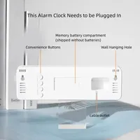 Reloj de Escritorio Digital LED Moderno con Pantalla Grande, Funcionamiento con Batería, Día de la Semana, Temperatura y Humedad para Oficina en Casa