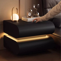 Table de chevet BTBT022 en bois massif avec éclairage, sans assemblage, exportée dans plus de 50 pays, pour la maison ou l'hôtel