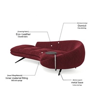 Canapé trois places de style nordique, revêtement en chenille, rembourrage en mousse haute densité, design en arc pour les petits meubles de maison