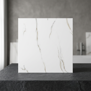 กระเบื้องพอร์ซเลนเคลือบเงา Arctic White Carrara ขนาด 24x24 นิ้ว หนา 8 มม. ลายหินอ่อนขัดเงา คุณภาพพรีเมียมสำหรับปูพื้น - Product Image 3