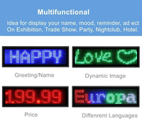 Badge nominatif LED Bluetooth entièrement neuf, programmable, avec message défilant, mini écran LED, affichage de texte HD, chiffres et motifs